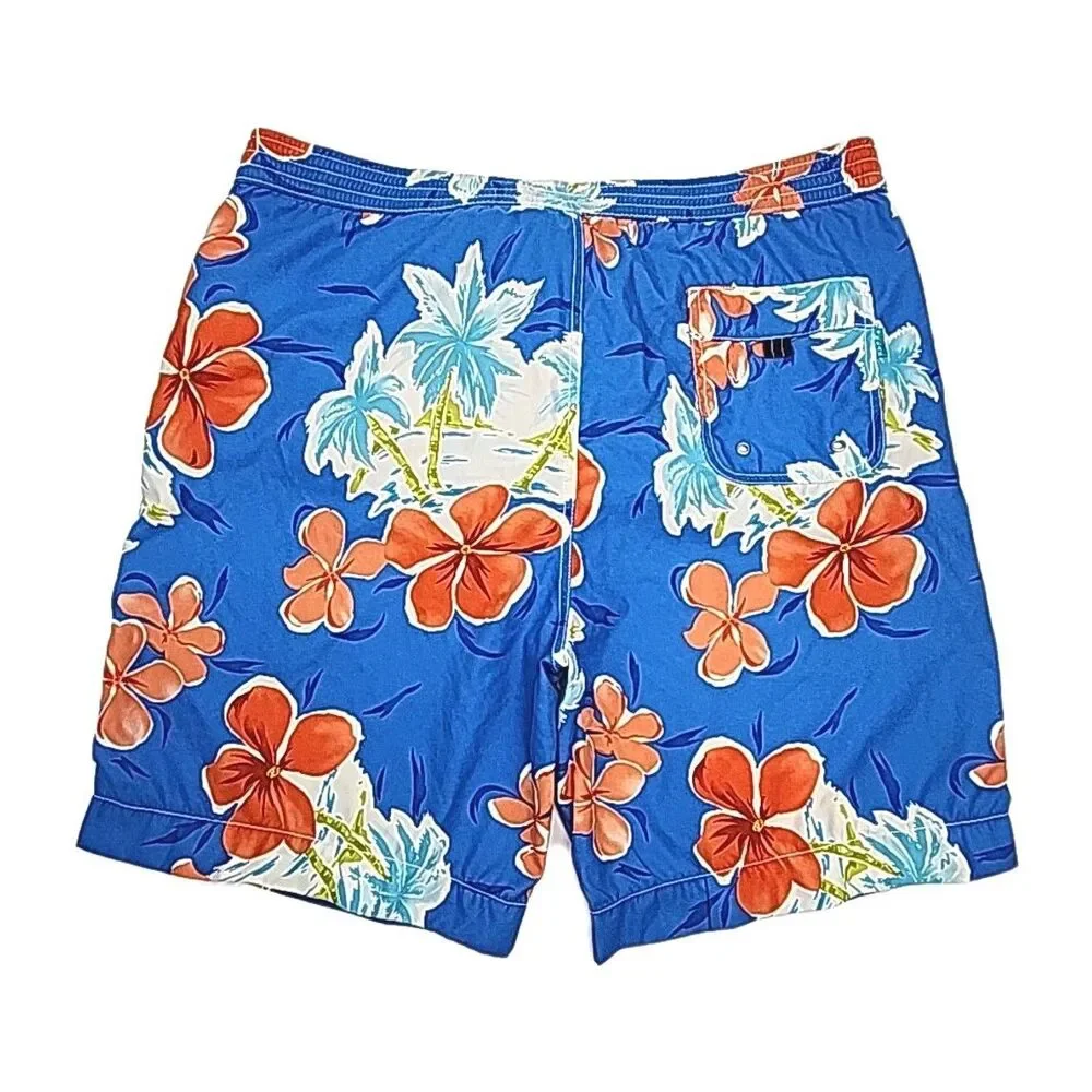 Tommy Bahama Swim Trunks Short Men Sz Large Blue Floral Mesh Elastic 9